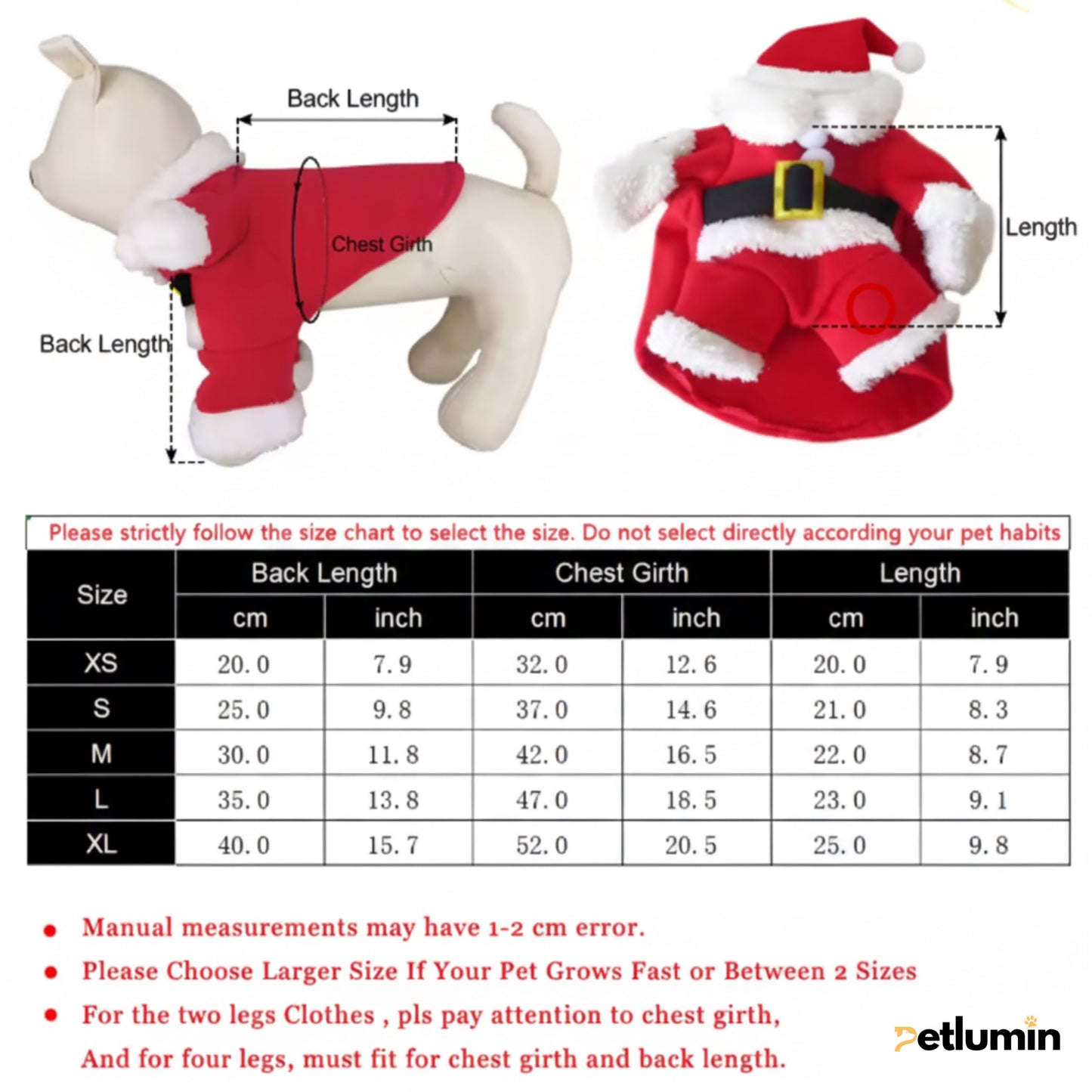 Petlumins™ Christmas Santa Pet Costume